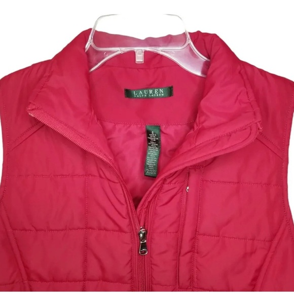 🎄🎄Lauren Ralph Lauren size S quilted puffer vest red pockets full zip🎄🎄 - Picture 2 of 3